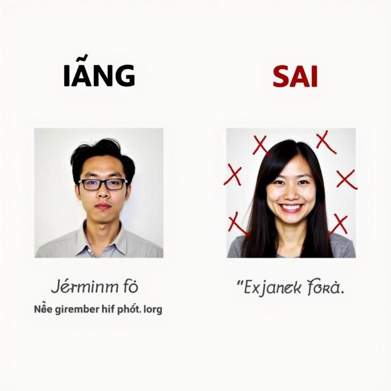 Ví dụ minh họa ảnh thẻ đúng và sai quy định khi làm hộ chiếu online nhanh tại nhà 2025