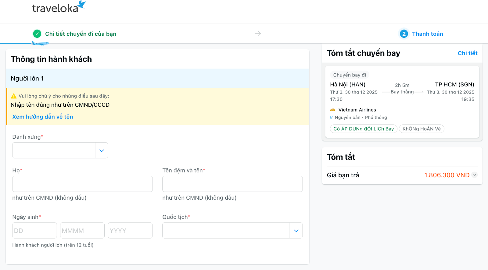 Cách đặt vé máy bay Vietnam Airlines chính hãng nhanh và dễ dàng